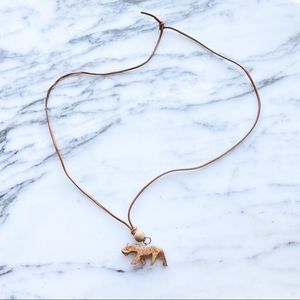Carved Leopard Cat Necklace With Leather Necklace